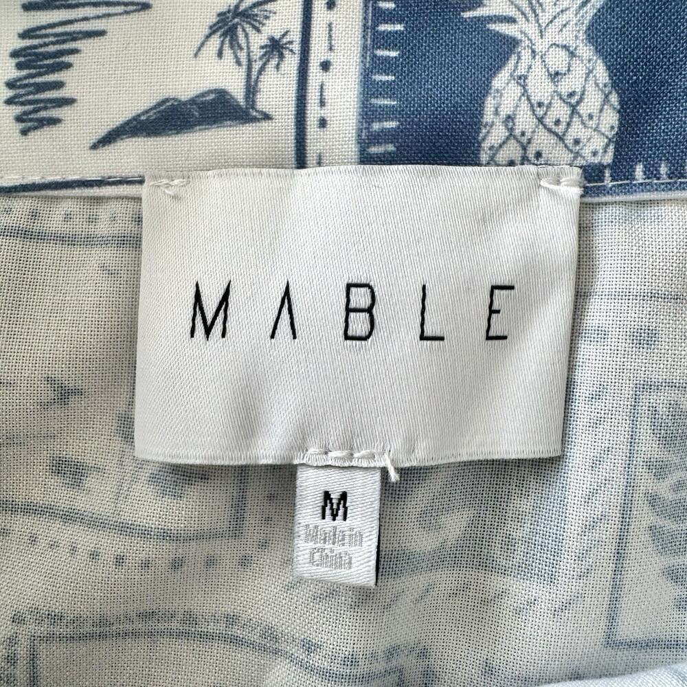 MABLE Womens Medium Wrap Midi Skirt Blue White Tropical Nautical Beach Vacation - Picture 11 of 15